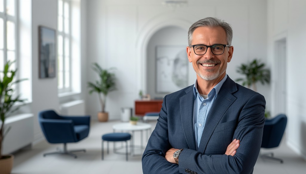 Consultant ANALYSTS, interlocuteur du réseau, dans un bureau moderne