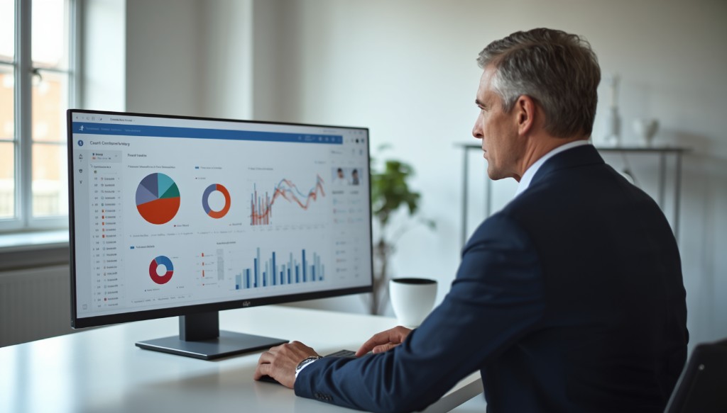 Consultant ANALYSTS analysant des indicateurs de performance sur écran